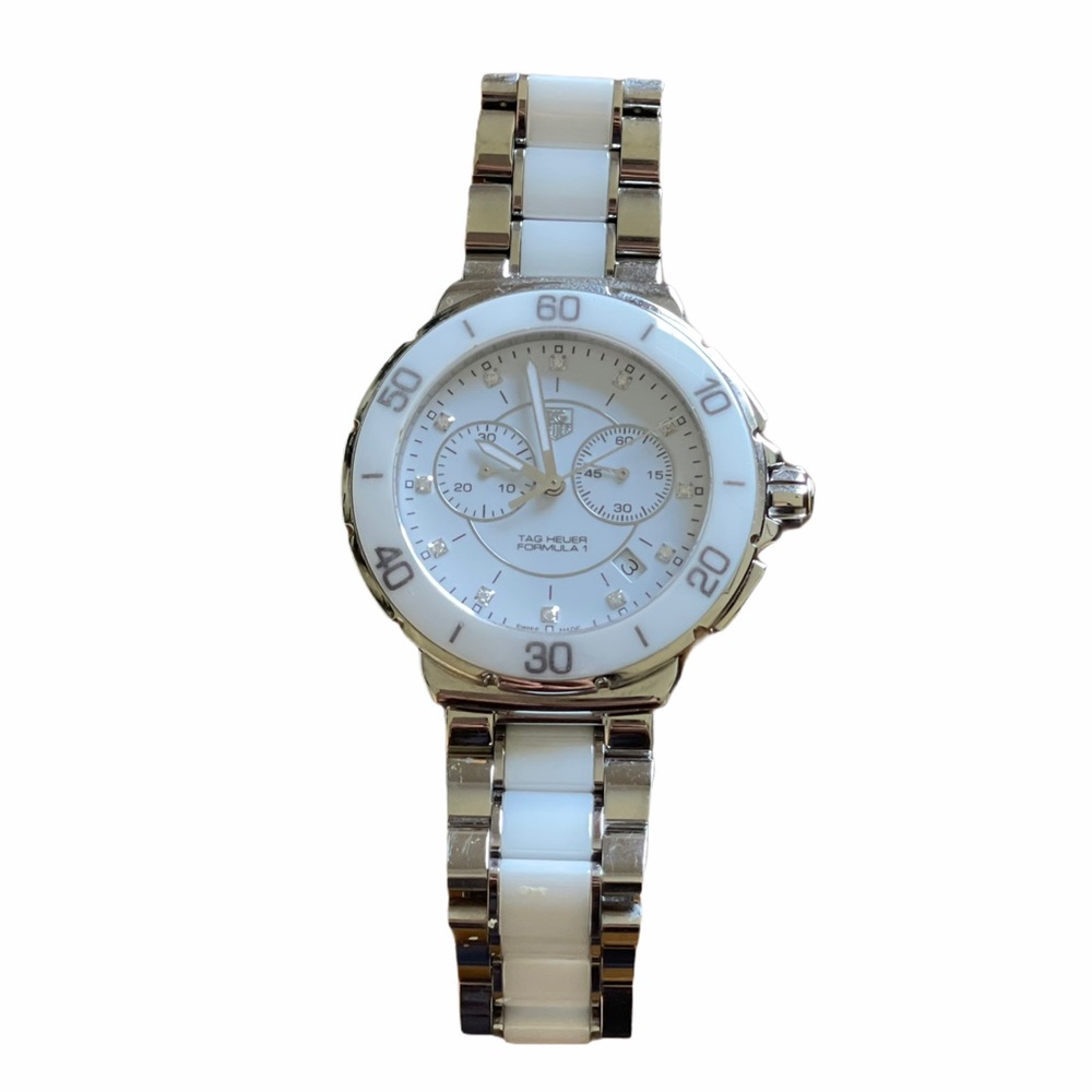 Tag Heuer Formula 1 white and silver diamond watch